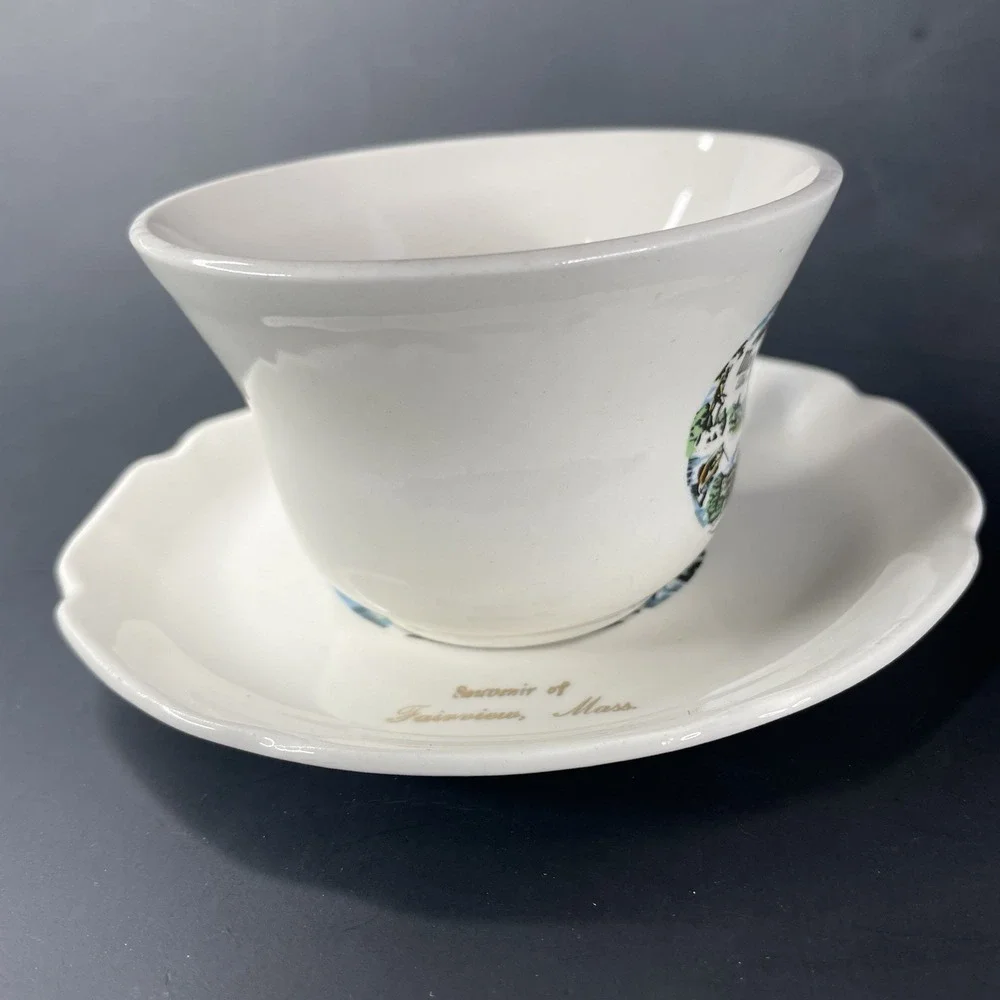 Vtg Massachusetts The‎ Bay State Souvenir Tea Cup and Saucer